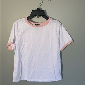 White with dusty rose neckline Crop top